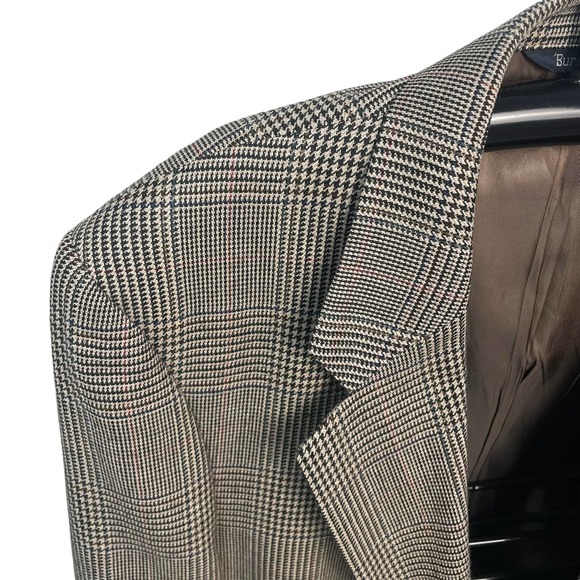Mens Vintage Burberrys Houndstooth Plaid Brown Suit Jacket 44 L/XL - Picture 2 of 11